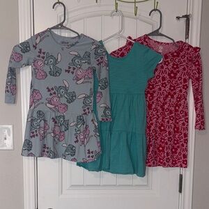 Bundle of Girls’ Dresses in Sizes 4/5 & 5T - Gray, Teal, and Red